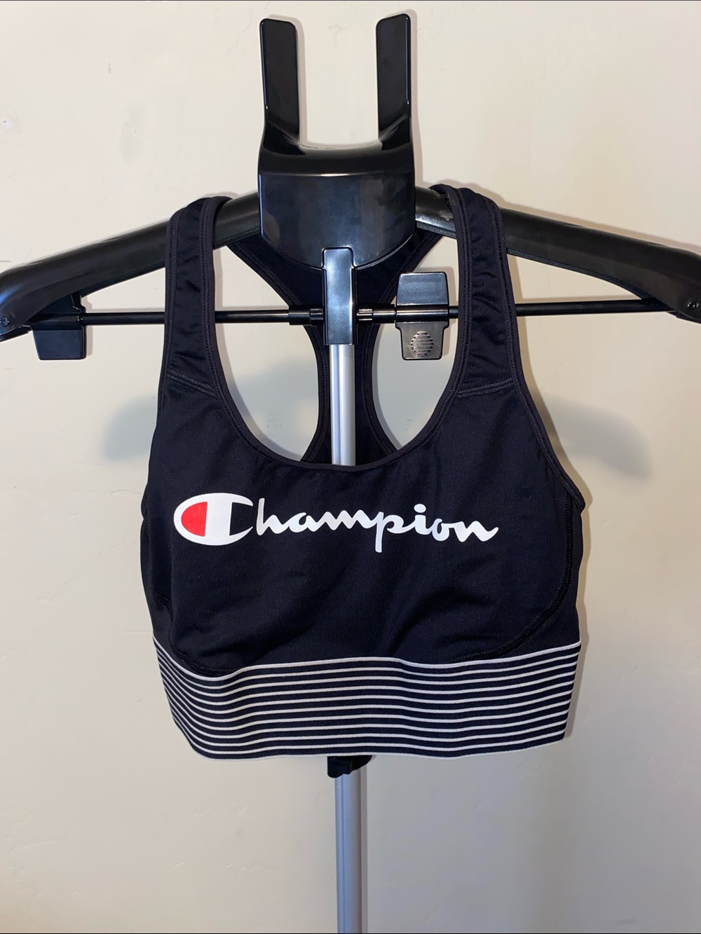 CHAMPION BLACK STRIPPED SPORTS BRA SIZE SMALL